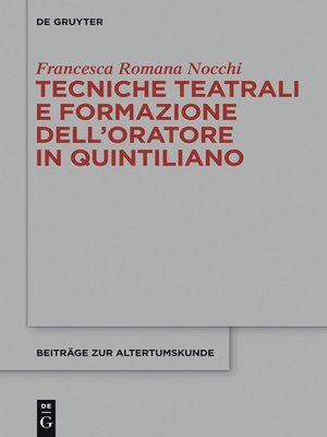 cover image of Tecniche teatrali e formazione dell'oratore in Quintiliano
